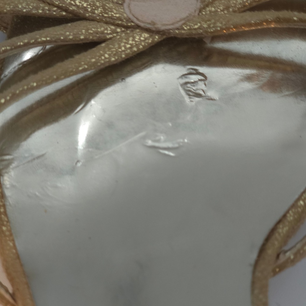 Silvana Made‎ Italy Gold Strappy Heels 40/9.5 Leather Sole Evening Sandals Gala - Picture 10 of 11